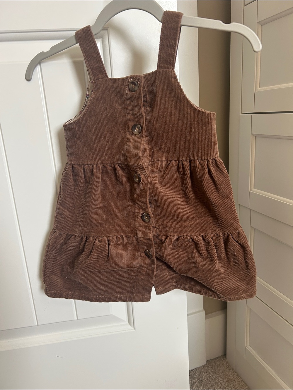 Chelsea & Violet Brown Corduroy Button-Front Pinafore Dress